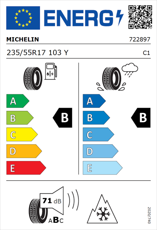 Tyre Label for Michelin CrossClimate 2 235/55R17 103Y