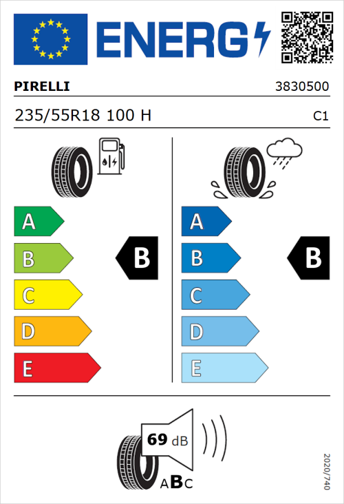 Tyre Label for Pirelli Scorpion 235/55R18 100H