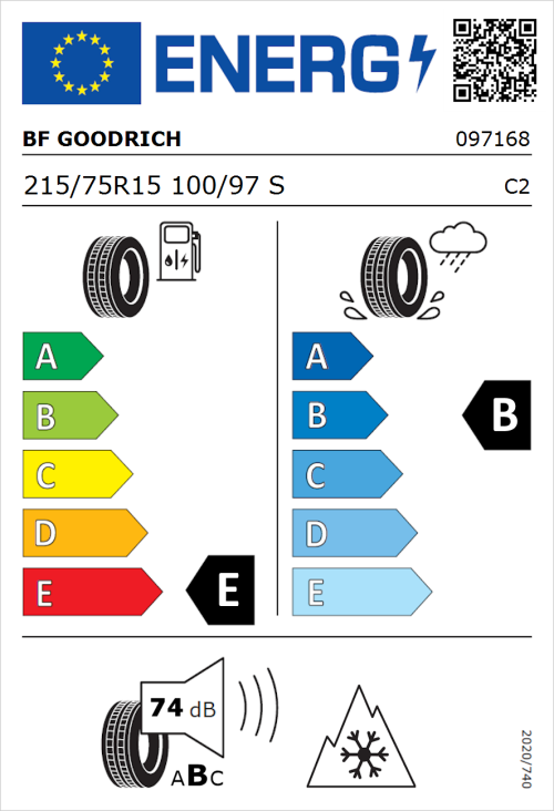 Tyre Label for BF Goodrich All-Terrain T/A KO3 215/75R15 100/97S